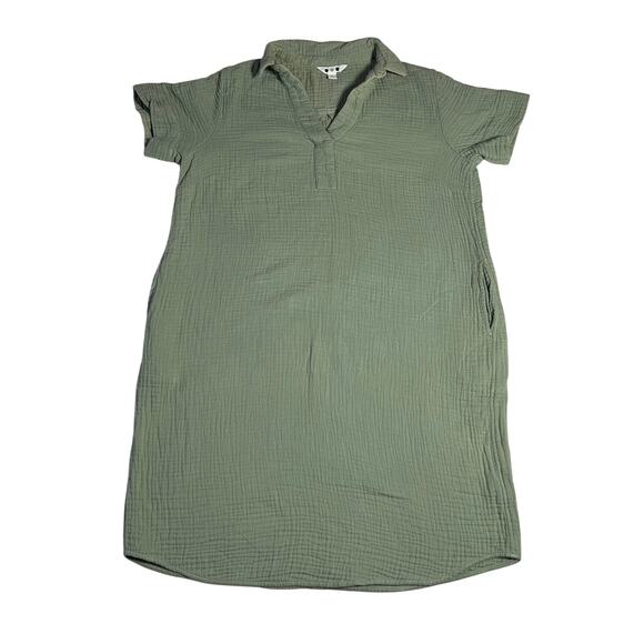 Three Dots Women's Collared Gauze Shirt Dress Size Small Knee Length Breathable - Picture 1 of 11